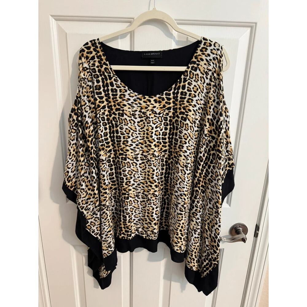 Lane Bryant Brown Leopard Print Cold Shoulder Blouse Plus 18/20 2X